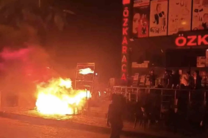 İş yeri önünde korkutan yangın
