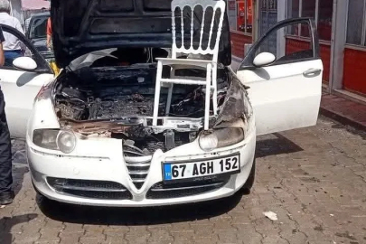 Devrek’te yanan araca itfaiye yetişti
