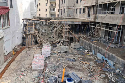 Erzurum korkutan anlar: İnşaatın tablası beton dökümünde çöktü
