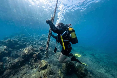Güvercinada açıklarında deniz dibi temizliği yapıldı
