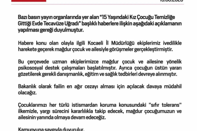 Aile ve Sosyal Hizmetler Bakanlığı, tecavüze uğradığı iddia edilen 15 yaşındaki kız için davaya müdahil olacak
