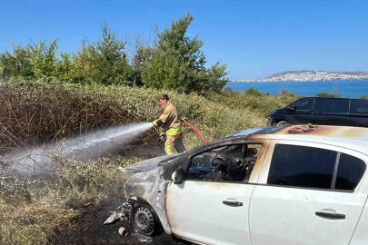 Sinop’ta otomobil yandı, otluk alanı tutuşturdu
