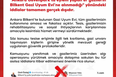 DMM: "Ankara Güvenpark’ta eylem yapan er gazilerin Bilkent Gazi Uyum Evi’ne alınmadığı’ yönündeki iddialar gerçek dışıdır"
