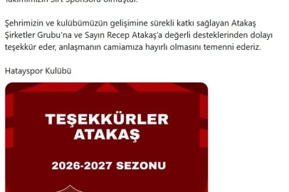 Atakaş Şirketler Grubu, Hatayspor’a sırt sponsoru oldu
