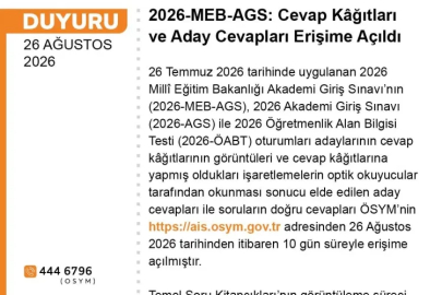 2026 MEB-AGS sonuçları açıklandı! Cevap kağıtları da erişime açıldı