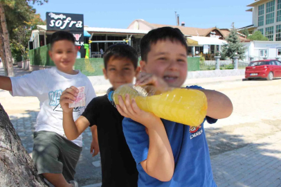 Üç kafadar çocuktan köşe başında limonata satışı
