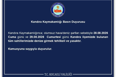 Kandıra’da denize girişler iki gün süreyle yasaklandı
