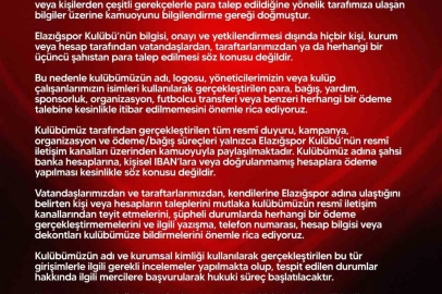 Elazığspor’dan dolandırıcılık uyarısı

