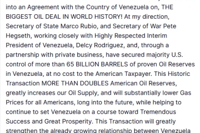ABD Başkanı Trump: "Venezuela ile dünya tarihinin en büyük petrol anlaşmasına vardık"
