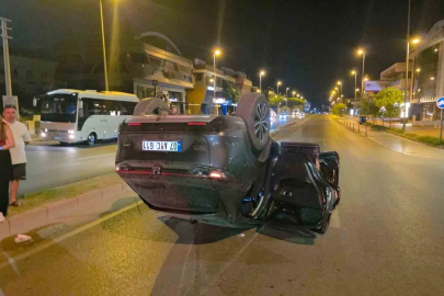 Virajı alamayan araç takla attı, sürücü yaralandı
