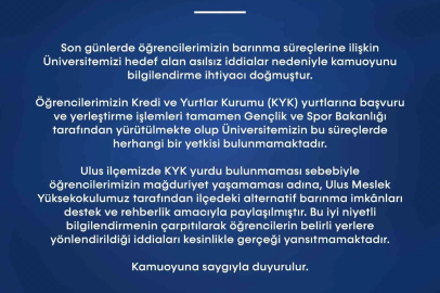 BARÜ’den öğrencilerin barınma konusunda açıklama
