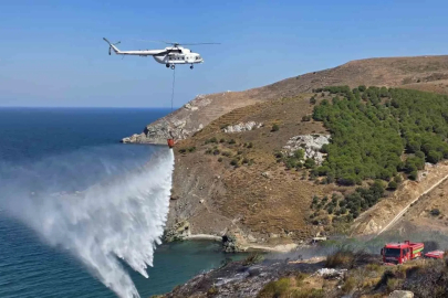 Rüzgarın etkisiyle büyüyen yangına havadan müdahale edildi
