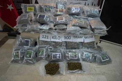 Tırın dorsesinden 121 kilo 900 gram skunk çıktı
