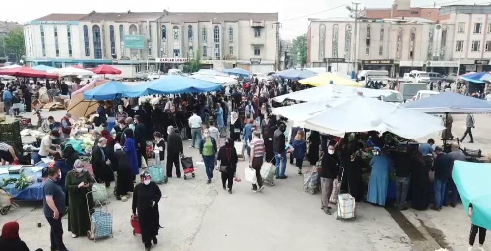 Bursa’da pazar yerleri havadan görüntülendi