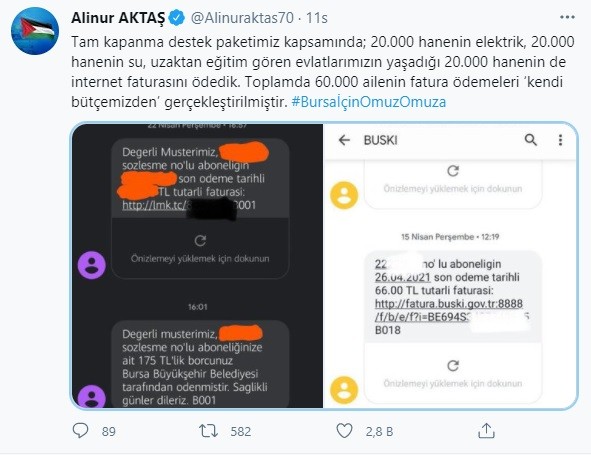 Bursa Büyükşehir’den 60 bin haneye fatura desteği Bursa Büyükşehir’den 60 bin haneye fatura desteği