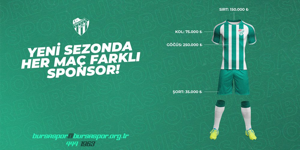 Bursaspor’da yeni sezonda her maça farklı reklam!