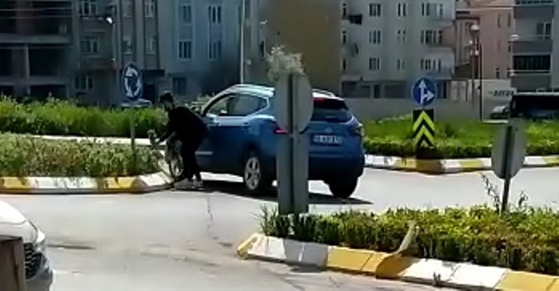 Belediyenin refüje diktiği çiçekleri çaldılar Belediyenin refüje diktiği çiçekleri çaldılar