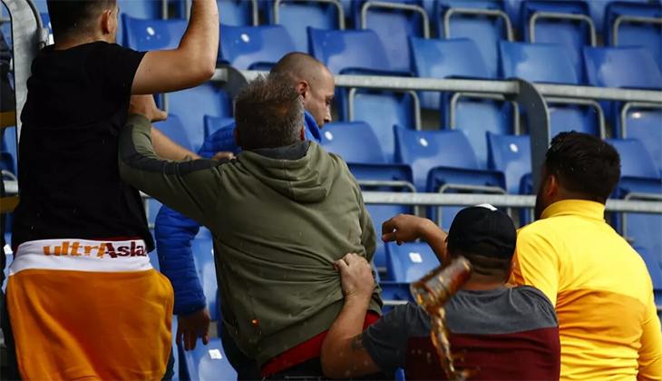 Galatasaray-Randers maçında taraftarlar birbirine girdi