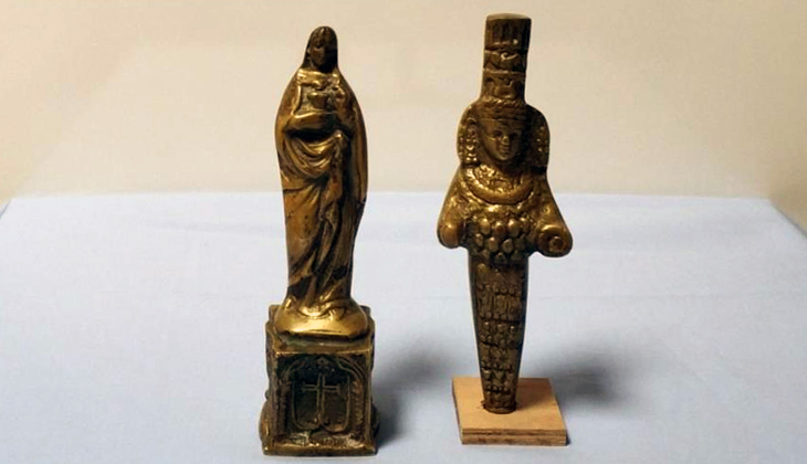 Durdurulan araçta Meryem Ana ve Tanrıça Artemis’in altın heykeli ele geçirildi