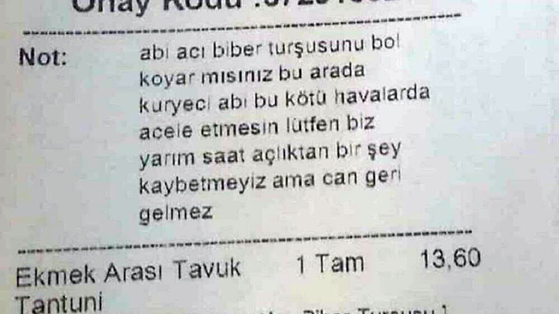 Yemek siparişi notu: Yarım saat açlıktan bir şey kaybetmeyiz ama can geri gelmez