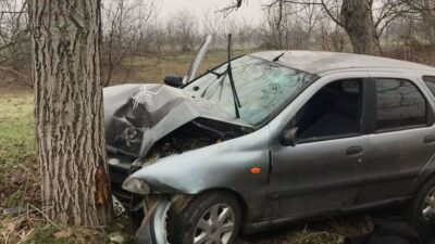Bursa’da yoldan çıkan otomobil ağaca çarptı, 1 yaralı