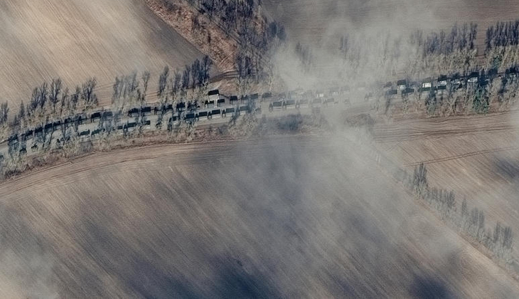 Rus ordusuna ait konvoy uzaydan görüntülendi