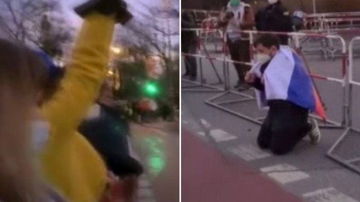 Rus protestocu Ukraynalıların önünde diz çöküp Putin adına özür diledi