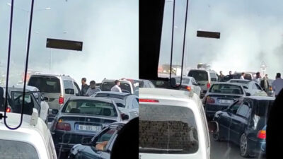 Bursa’da araç yandı, Mudanya yolu kilitlendi