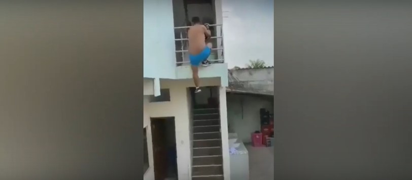 Film gibi kaçış! Kocasına yakalanmamak için…