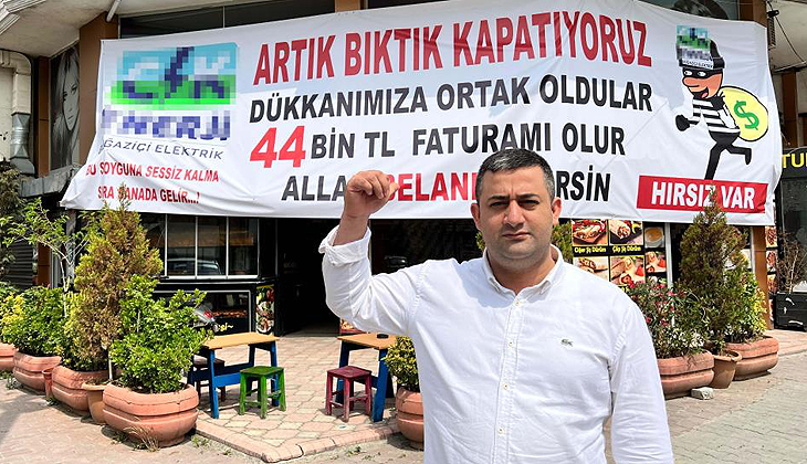 Elektrik faturasına pankartlı tepki: Kapatıyoruz, hırsız var