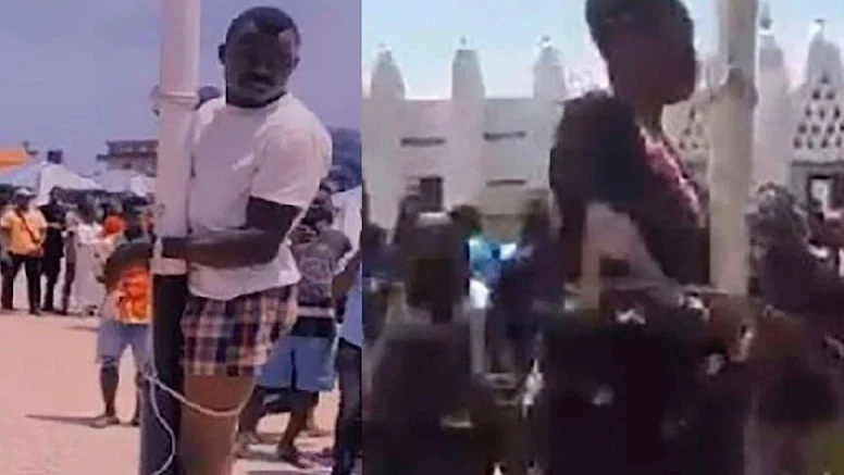 Cinsel ilişkiye girdikleri video sızdı: Çifti direğe bağlayıp kırbaçladılar