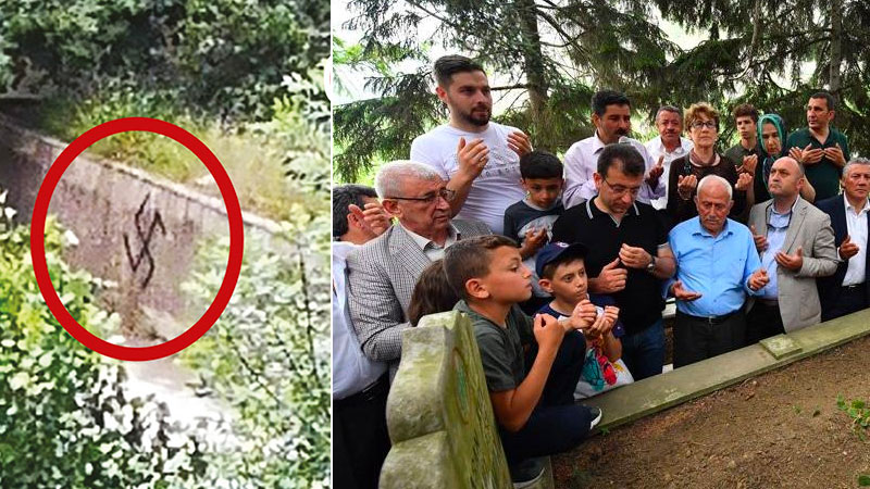 İmamoğlu’nun Trabzon’daki aile mezarlığının duvarlarına gamalı haç çizildi