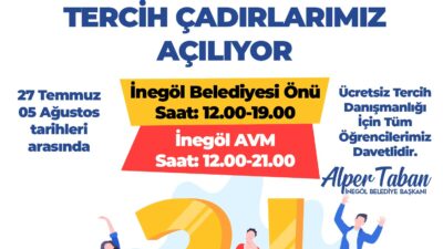 Bursa’da üniversite öğrencileri için ücretsiz tercih çadırı