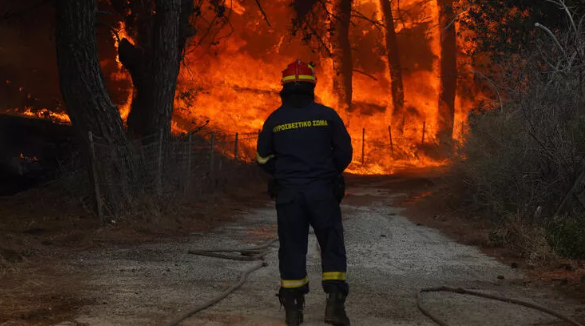 Midilli Adası’ndaki orman yangınına müdahale sürüyor
