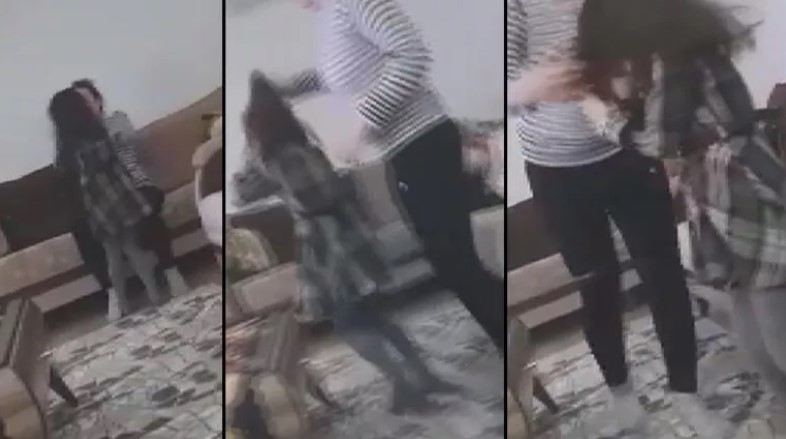 Çocuklarını döven karısını gizlice çekip polise koştu