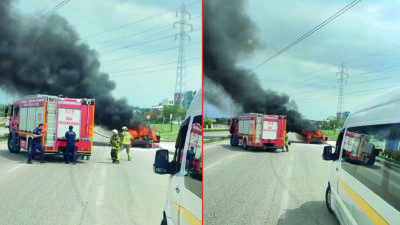 Bursa’da otomobil alev alev yandı! Sürücü canını zor kurtardı