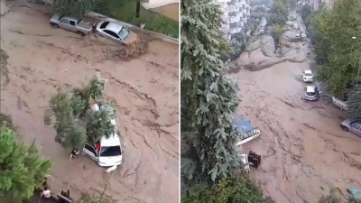 Mudanya’da bir aile sel sularından son anda kurtarıldı