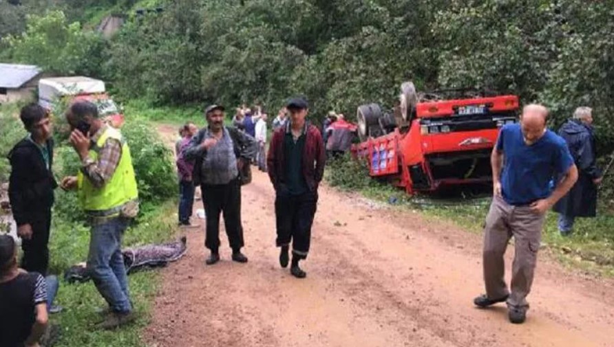 Fındık işçilerini taşıyan kamyon devrildi; 13 yaralı