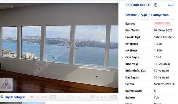 360 milyon TL’ye satılık daire! Sosyal medyada gündem oldu