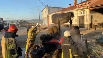 Bursa’da traktör alev alev yandı