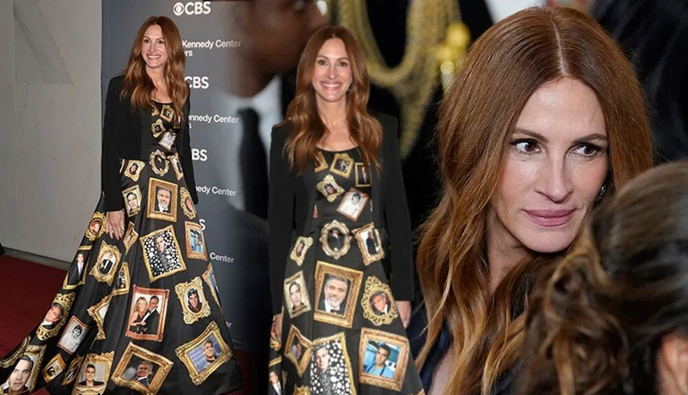 Julia Roberts’ın George Clooney fotoğraflı elbisesi