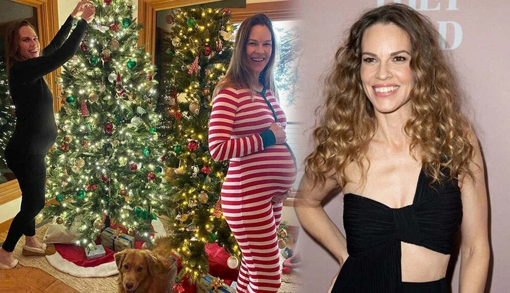 İkiz bebek bekleyen Hilary Swank’ten Noel pozu