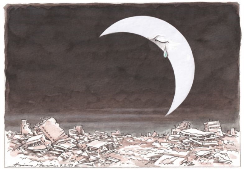 Yunan gazetesinden deprem karikatürü Yunan gazetesinden deprem karikatürü