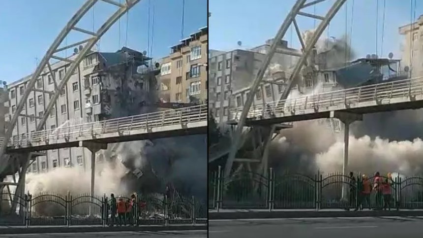 Diyarbakır’da yıkım sırasında 9 katlı bina çöktü!