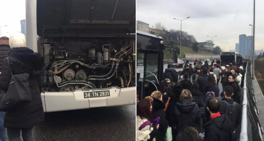 Metrobüs arızası nedeniyle vatandaşlar yürümek zorunda kaldı Metrobüs arızası nedeniyle vatandaşlar yürümek zorunda kaldı