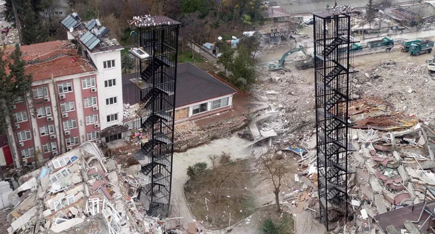 Hatay’da 3 dakika arayla 2 deprem! Binalar yıkıldı, yangın merdiveni ayakta kaldı