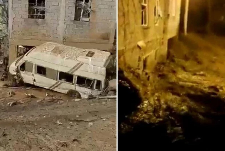 Sulama göleti patladı, beldeyi sel aldı