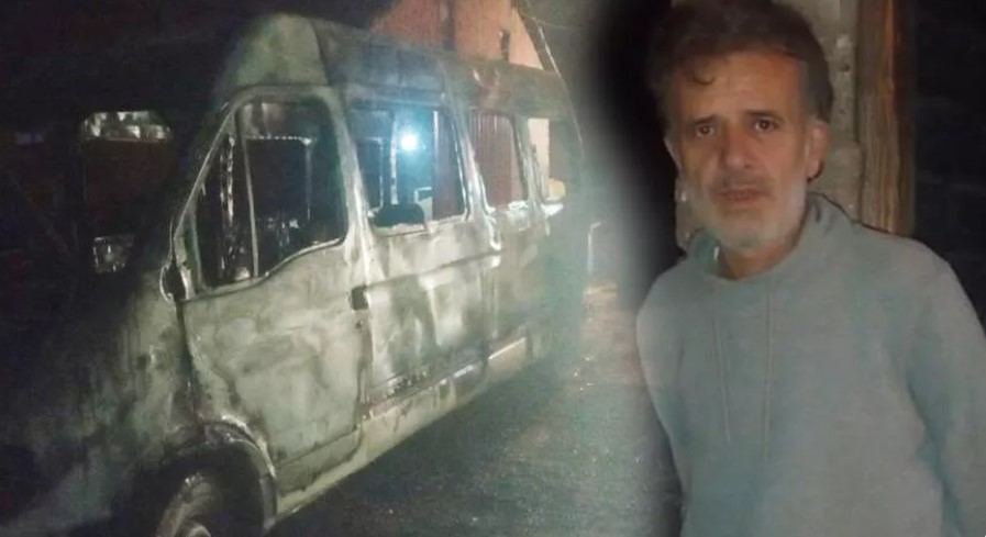 Minibüsü alev alev yanan babadan şoke eden iddia: Bence oğlum yaktı