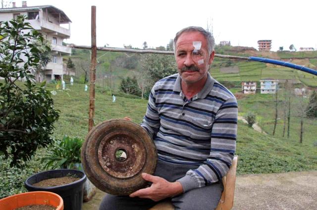 Trabzon’da hava bastığı lastik bomba gibi patladı