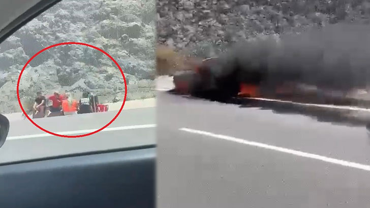 Bursa’da alev alan araçlarını böyle izlediler